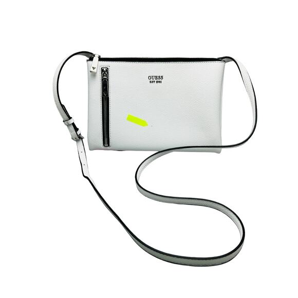 Guess Naya Leather White Multi-Pocket Single Adjustable Strap Handbag Purse - Picture 1 of 10